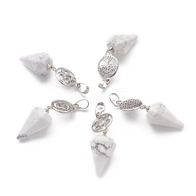 Natural Howlite Pendants G-O194-21-1