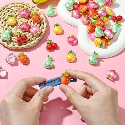 60Pcs 6 Styles Opaque Resin Decoden Cabochons RESI-CJ0004-15-1