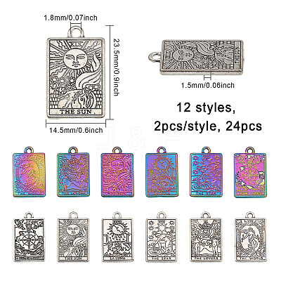24Pcs 12 Style Rack Plating Alloy Pendants FIND-CA0006-69-1