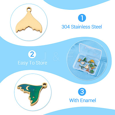 12Pcs 12 Styles 304 Stainless Steel Enamel Pendants STAS-TA0001-43-1