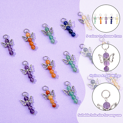 30Pcs 5 Styles Natural Red Aventurine & Green Aventurine & Amethyst & Lapis Lazuli PALLOY-DC00011-1
