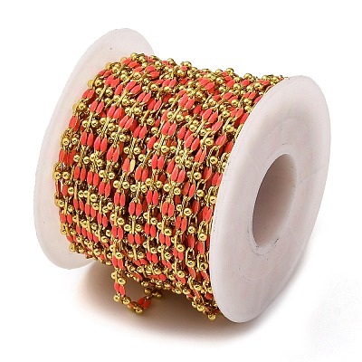 Brass Enamel Link Chains CHC-L050-07G-07-1