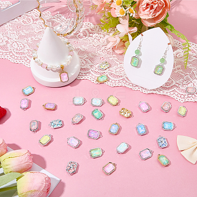48Pcs 2 Colors UV Plating Alloy with Mixed Color Glass Rhinestone Pendants FIND-SC0023-45-1