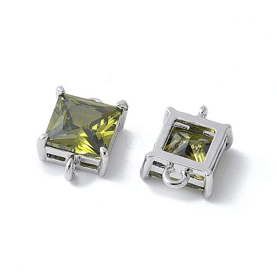 Brass Pave Cubic Zirconia Connector Charms KK-F892-53P-06-1