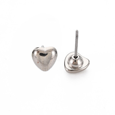 Heart Stud Earrings for Women EJEW-S213-02A-01S-RS-1