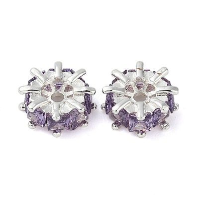 Brass Micro Pave Cubic Zirconia Spacer Beads KK-U045-16P-01-1