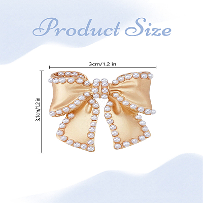 1Pc Bowknot Imitation Pearl Brooch JEWB-LP0004-15-1