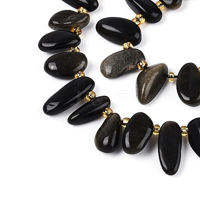 Natural Golden Sheen Obsidian Beads Strands G-Z091-A39-1