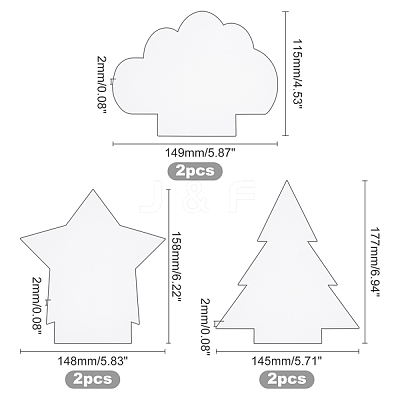 6Pcs Christmas Tree & Star & Cloud Acrylic Board TACR-GA0001-03-1