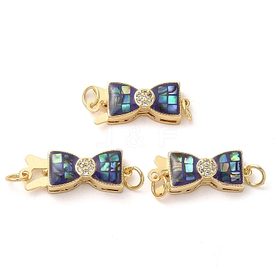Brass Micro Pave Clear Cubic Zirconia Box Clasps KK-K385-095G-1