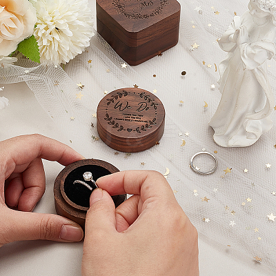 Wooden Rings Storage Gift Boxes CON-WH0109-003-1