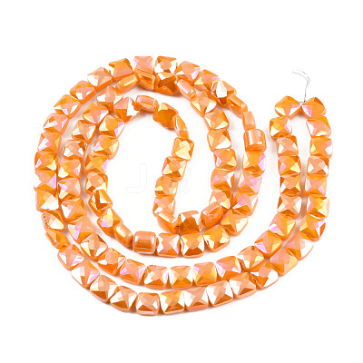 Electroplate Opaque Solid Color Glass Beads Strands EGLA-N002-42-04-1