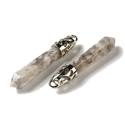 Natural Crazy Agate Pointed Big Pendants G-Z055-01P-24-1