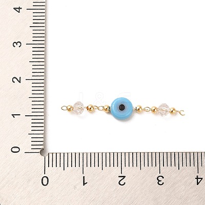Handmade Evil Eye Lampwork with Glass Handmade Beaded Links Connectors KK-M266-09G-05-1
