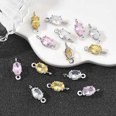 SHEGRACE Brass Pave Cubic Zirconia Oval Connector Charms XGRQ2O679-437P-1