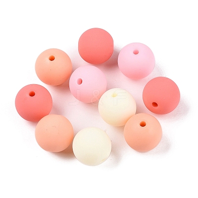 Rubberized Style Imitated Silicone Acrylic Beads MACR-T048-01B-17-1