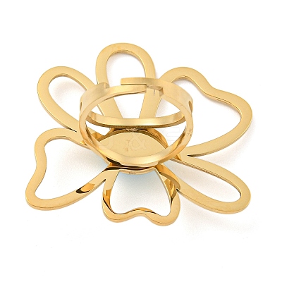 Flower 304 Stainless Steel Adjustable Rings for Women RJEW-F158-01G-1