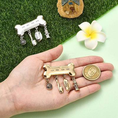 2Pcs 2 Colors Bone Zinc Alloy Lapel Pins for Backpack Clothes JEWB-CJ0003-14-1
