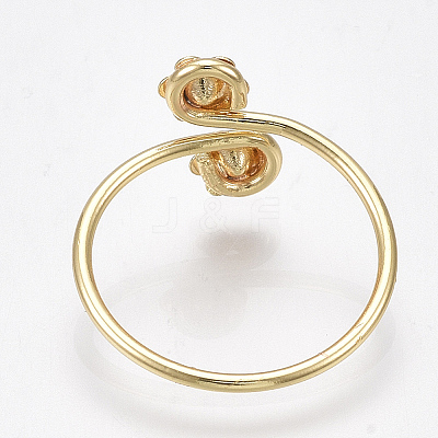 Brass Finger Ring Rhinestone Settings X-KK-S350-409G-1
