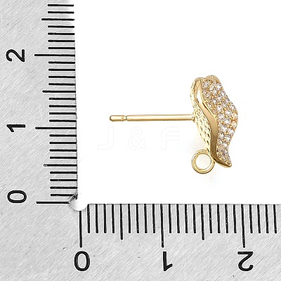 Brass Micro Pave Cubic Zirconia Stud Earring Findings with Loops CU-CBA1682-02G-1