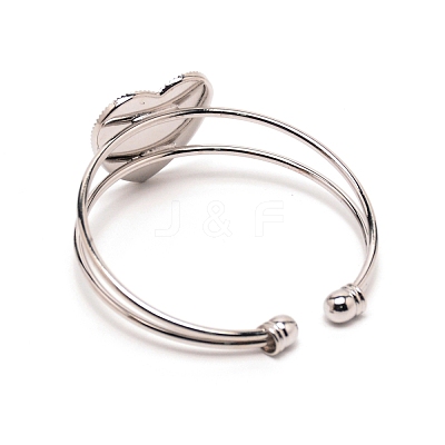 Heart Double Layered Wire Wrap Cuff Bangle BJEW-WH0015-02P-1