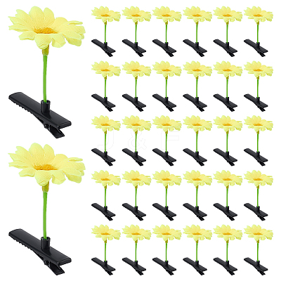 40Pcs Sunflower Resin & Iron Alligator Hair Clips PHAR-ME0001-03-1