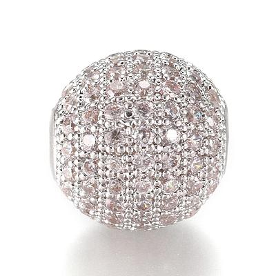 CZ Jewelry Brass Micro Pave Cubic Zirconia Round Beads ZIRC-M024-06P-1