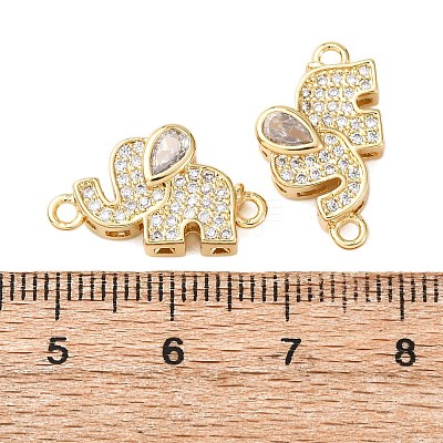 Brass Pave Clear Cubic Zirconia Elephant Links Connector Charms KK-K408-58G-1