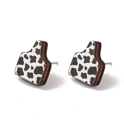 Natural Wood Stud Earrings EJEW-C013-01F-1