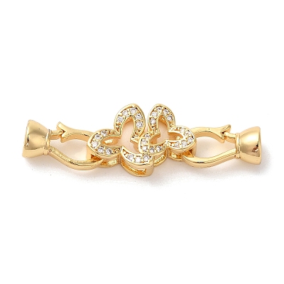 Flower Brass Micro Pave Clear Cubic Zirconia Fold Over Clasps KK-A227-28G-1