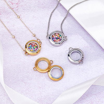 4Pcs 2 Colors Stainless Steel Floating Locket Links Connector Charms STAS-HS0001-40A-1