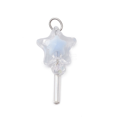 5Pcs Acrylic & Glass Pendants PALLOY-JF03526-02-1