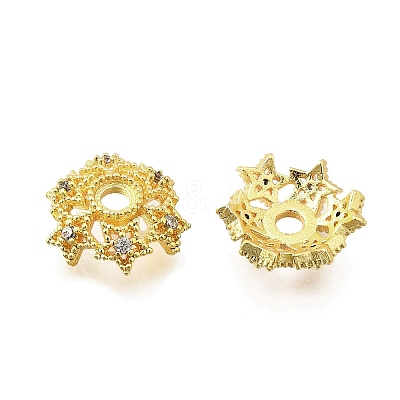 Star Brass Micro Pave Cubic Zirconia Bead Caps KK-K300-05C-G-1