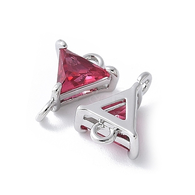 Brass Pave Cubic Zirconia Connector Charms KK-F892-53P-13-1