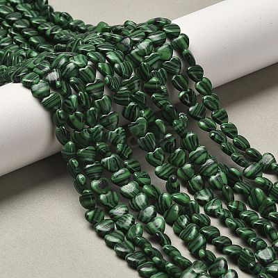 Synthetic Malachite Beads Strands G-P575-C14-6mm-1