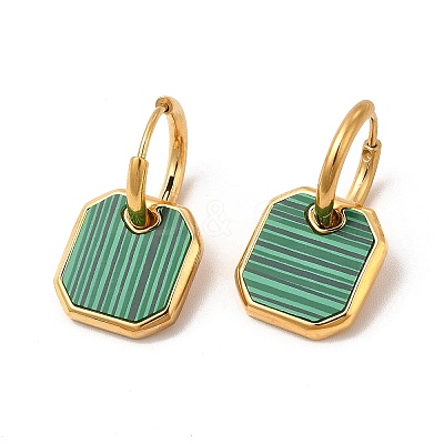 Synthetic Malachite Octogon Dangle Hoop Earring & Pendant Nacklace SJEW-P002-04G-1