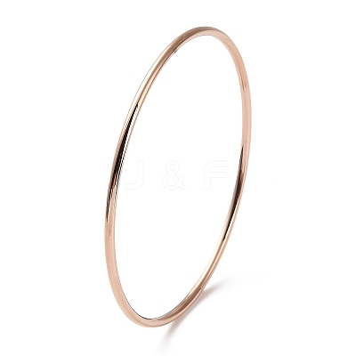 Ion Plating(IP) 304 Stainless Steel Simple Plain Bangle for Women BJEW-F461-01A-RG-1