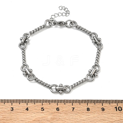 304 Stainless Steel Twited Rope Link Chain Bracelets for Women BJEW-A160-06P-1