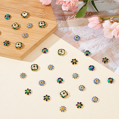 50Pcs 5 Styles Multi-Petal Alloy Enamel Bead Caps FIND-ME0001-41-1