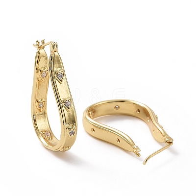 Clear Cubic Zirconia Teardrop with Star Hoop Earrings EJEW-I280-09G-1