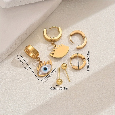 3 Pairs 3 Styles 201 Stainless Steel Earrings Sets QS4475-1-1