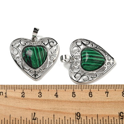 Synthetic Malachite Peach Love Heart Pendants G-G158-01T-1