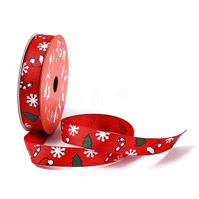 5 Yards Christmas Polyester Printed Grosgrain Ribbon OCOR-A008-01H-1