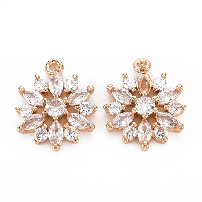 Rack Plating Brass Micro Pave Clear Cubic Zirconia Pendants X-KK-T060-43-RS-1