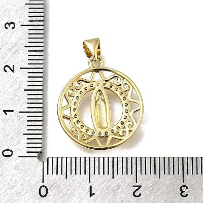Brass Micro Pave Cubic Zirconia Pendants KK-C090-35G-06-1