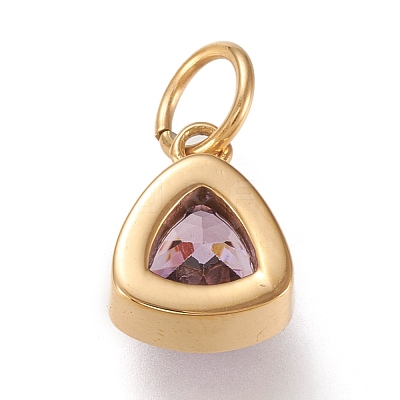 PVD Vacuum Plating 304 Stainless Steel Cubic Zirconia Pendant ZIRC-P080-A01-1