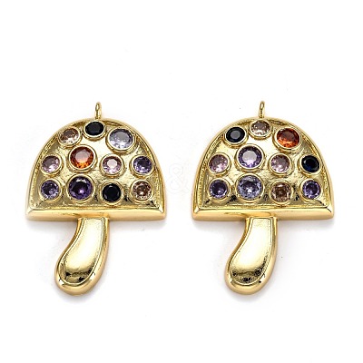 Autumn Theme Brass Micro Pave Cubic Zirconia Pendants ZIRC-L100-032G-1