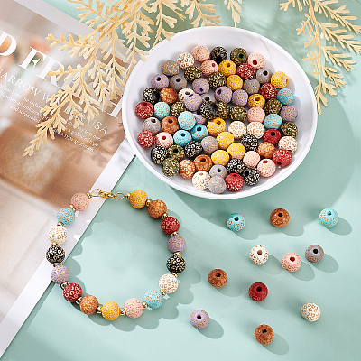 100Pcs 10 Colors Painted Natural Wood Beads WOOD-OC0002-08-1