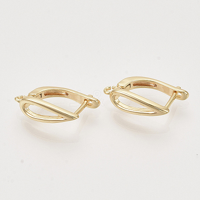 Brass Hoop Earring Findings with Latch Back Closure KK-T048-020G-NF-1