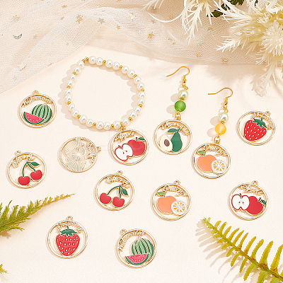 24Pcs 6 Style Alloy Enamel Pendants ENAM-NB0001-76-NR-1